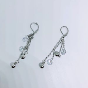 Stainless and crystal drop earring